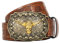 Eohak Herren-Western-Cowboy-Gürtel – Longhorn-Bull-Pattern-Schnalle, Blumen-Gravur, Schnalle, Gürtel passend für Taille 63,5 cm bis 96,5 cm, Braun, 34-38W