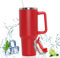 Doppelwandiger Edelstahl Vakuum Isolierbecher 40oz 1200ml Tragbare Autobecher Becher Tumbler mit Griff und Strohhalm Kaffeebecher Autobecher Reisebecher Thermobecher Für Kalte Heiße Getränke (rot)
