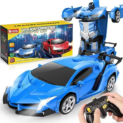 Britik Spielzeug für 3-8 Jahre Mädchen Junge: Transformator Ferngesteuertes Auto Spielzeug für Kinder Geschenk für Mädchen Junge 3 4 5 6 7 8 9 10 Jahre RC Auto Roboter 360°Drehung 2,4Ghz Fernbedienung