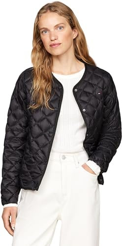 Tommy Hilfiger Veste Matelassée Femme Down Quilted Collarless avec Patte de Boutonnage, Noir (Black), XS