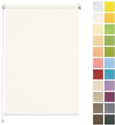 Rettika Sichtschutz Rollo ohne Bohren - Perle, Breite: 100cm, Höhe 120 - Rollos für Fenster ohne Bohren, Fenster rollos für innen, Jalousien zum Klemmen, Klemmrollo