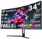 SANSUI Monitor da gioco ultralargo curvo da 34 pollici, UWQHD, 165 Hz, 1500R, 3440 x 1440, PIP/PBP, 1 ms (MPRT), HDR, 300 nits, sRGB 125%, DCI-P3 95%, sincronizzazione adattiva, HDMI2.1 (TMDS) x2,