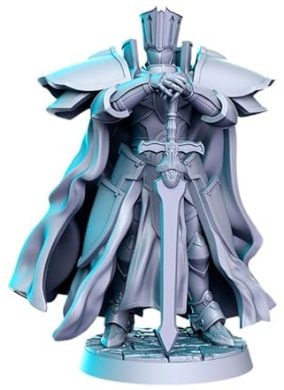 TYL Unique 3D Black Knight Fantasy Unpainted Miniature for War Gaming | RPG Scale Figures, Detailed Tabletop Board game Accessories | Realistic Dnd Miniatures (32mm)