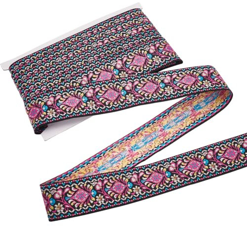MAYJOYDIY 9.1 m Bandbesatz Im Ethno Stil 4cm Breit Vintage Jacquardband Besticktes Gewebtes Band Boho Perserbesatz Für Kleidung Taschen Dekoration Basteln Heimdekoration DIY Nähen