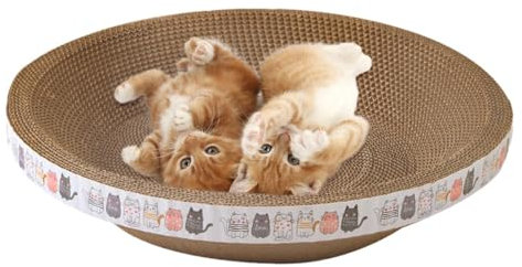 Katzenkratzbett - Katzenkratzer Pappschale | Oval Karton Katzenkratzbett | Wellpappe Lounge Couch Nest | Kratzbaum Lounge Nest für Katzen Schleifkralle Möbelschutz