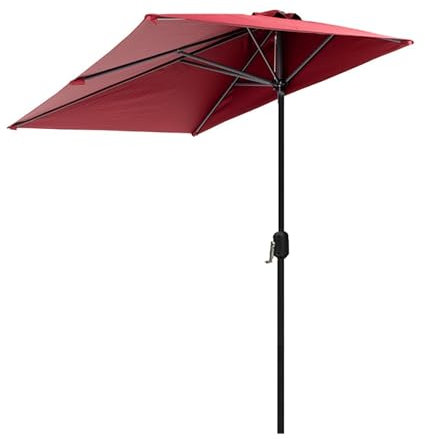 HESHEQ Parapluie mural 250cm Parasol de jardin Parapluie de terrasse semi-rectangulaire for l'extérieur Convient for jardins,balcons patios,terrasses plates(Size:Red)