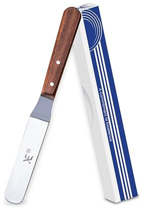 XE Angled Palette Spatula 21cm Stainless Steel with Non-Slip Wooden Handle, Ideal for Frosting & Decorating