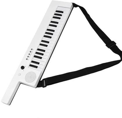 Tastiera Elettronica A 37 Tasti Pianoforte A Forma Di Chitarra Con Tracolla Mini Microfono Cuffie Audio
