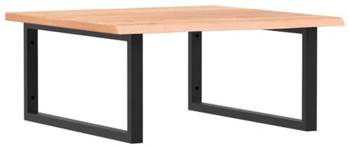 vidaXL Waschtischplatte mit Halterung, Holzplatte Waschtischkonsole Wandmontage, Waschbeckenplatte Wandkonsole Wandregal, Stahl Massivholz Eiche