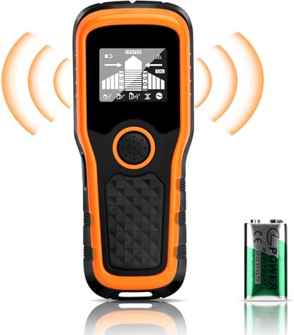 Ktilura Scanner elettronico da parete, portatile, 5 in 1, con display LCD a colori e allarme di calibrazione, sensore da parete, per localizzare il centro e i bordi delle pareti in legno e metallo