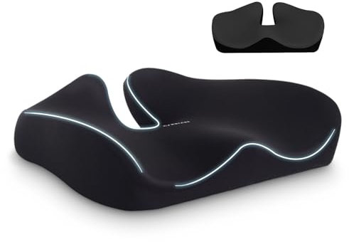 Cojin Coxis Ortopedico, Cojin Coxis de Espuma Memoria, Cojín Ergonómico para Silla de Oficina, Coxis y Ciática, Cojín Ergonómico de Gran Tamaño para Silla Oficina, Coche, Alivio del Dolor y la Ciática