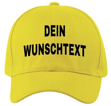 NIMAMA Unisex Erwachsenen Cap Bedrucken Lassen - Mit Wunschtext personalisiert - Individuell als Geschenk für Herren und Damen selbst gestalten - Gelb