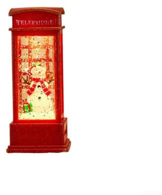 Charmante nostalgische Telefonzelle mit Weihnachtslichtern, perfekt für Familienfeiern (b)
