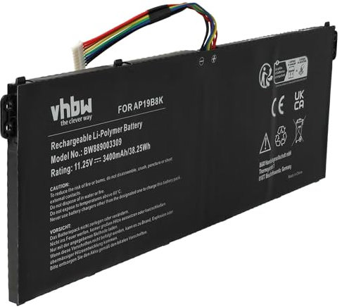 vhbw batteria compatibile con Acer Swift 3 SF314-42-R1RA, SF314-42-R0ZY, SF314-42-R02W notebook (3400mAh, 11,25V, Li-Poly)