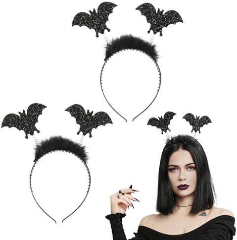 Meleager 2 PCS Serre Tete Chauve Souris, Serre Tête Déguisement d'Halloween, Accessoire Cheveux Halloween, Chauve Souris Costume Accessoire pour Halloween, Karneval