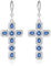 Linawe Saphir Blue Kreuz Ohrringe Silber Hängend, Schmuck Damenohrringe Ohrringe Set, Kristall Strasssteine Ohringe Modeschmuck Tropfen Ohrringe Weißgold Kreuz Anhänger Geburtsstein