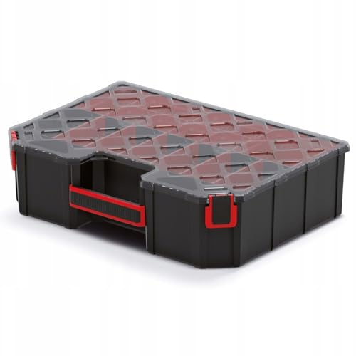 B2C Tager DIY Storage Organiser Compartment Parts Screws Carry Case Tool Box Workshop Garage Home (Medium Tall - boxes+dividers)