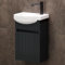 Planetmöbel Waschbecken mit Unterschrank 40 cm inkl. Keramikwaschbecken, Gäste WC Waschtischunterschrank hängend, anthrazit matt