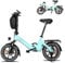 Bodywel T16PRO Folding Electric Bike, 14 City EBike with LED Display & Pedal Assist, Electric Bicycle with 36V/7.8Ah Battery, Dual Disc Brakes & Front Suspension (Aqua Blue+Rear Rack)