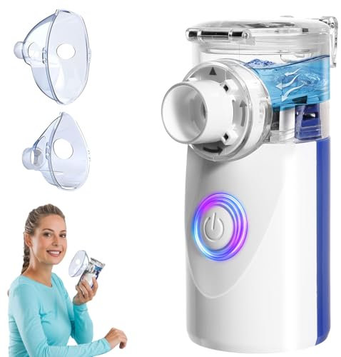BIAOQINBO Inhalationsgerät mit USB-Ladefunktion, Inhaliergeräte für Erwachsene Kinder, Tragbar Vernebler Set, Ultra Leise Einstellbare Zerstäubungsgeschwindigkeit & Selbstreinigungsfunktion (Blau)
