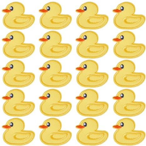 beinkmake 20Pcs Duck Iron on Patches Applique Cute Yellow Embroidered Patches Tiny Appliques Sticker Decorations for Clothes Jeans Dress Jackets DIY Sewing Bags
