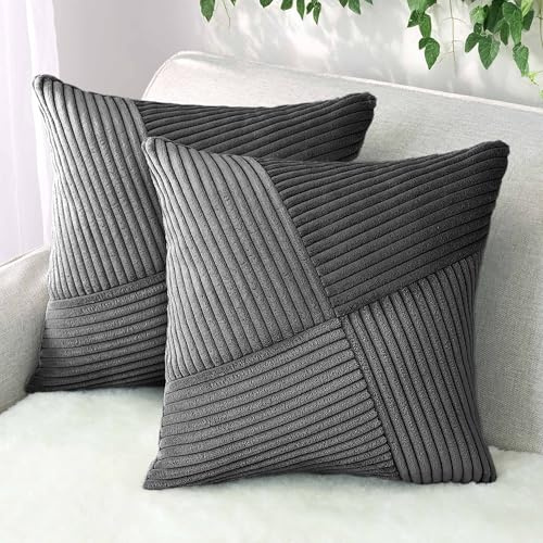 Amilian Kissenbezüge 2er Set 40x40 cm – Kissenhüllen mit Reißverschlus – Kissen Bezug für Sofa, Zierkissen & Dekokissen – pflegeleicht & modern - Nebelklang