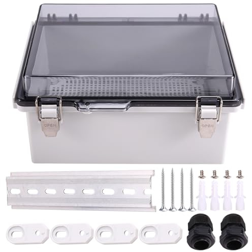 Fangxuee Outdoor WiFi Enclosure Weatherproof Locking Outdoor WiFi Box Waterproof Switch Router Enclosure Box 8.7x6.7x4.3inch