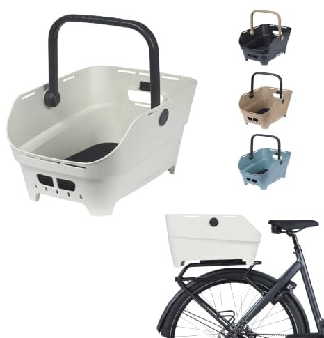 Basil Cento Neo Fahrradkorb Gepäckträger hinten – 21L – aus Recyceltem Kunststoff – Reflektierend – 46.9x23.7x14.1 cm