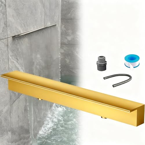 Lumivex schwalldusche Pool Wasserfall Wasserfall-Poolbrunnen, rechteckiger Wasserfallüberlauf aus Edelstahl 304 mit Rohrverbinder, for Garten, Außenbereich, Schwimmbäder(30 cm/11.8 in)
