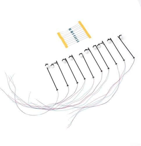 10er Set LED Straßenlaternen H0 65mm Modellbahn Beleuchtung Weiß 3V für Diorama