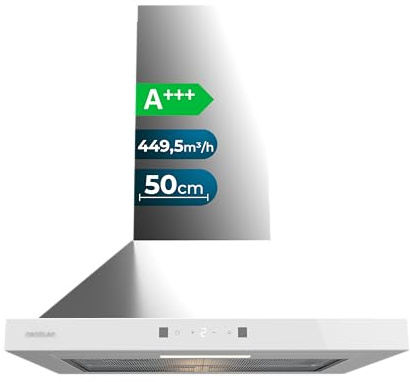 Cecotec Pyramiden-Dunstabzugshaube 50cm Bolero Flux PT 504400 Inox A++, 449,5 m³/h, Energieklasse A++, Booster mit hoher Effizienz und innovativer Technologie für moderne Küchen