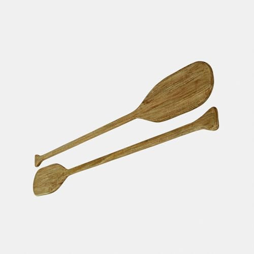 Loberon Deko-Paddel 2er Set Windermount - Maritime Wanddeko - Natürliche Maserung - Dekoration - Dekoobjekt - Mangoholz - Eisen, braun