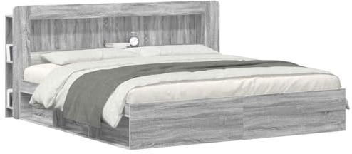 vidaXL Kopfteil-Schrank mit Speicher Graues Sonoma Holzwerkstoff, Organisationsschrank fürs Schlafzimmer, vielseitiger Kopfhörer, stylische Ergänzung, haltbare Aufbewahrung