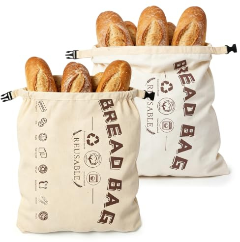 2 pièces de sacs à pain en cire d'abeille 42x33 cm, en coton bio et cire d'abeille naturelle, sac à pain réutilisable pour conserver au frais la pâte à pain et le pain fait maison