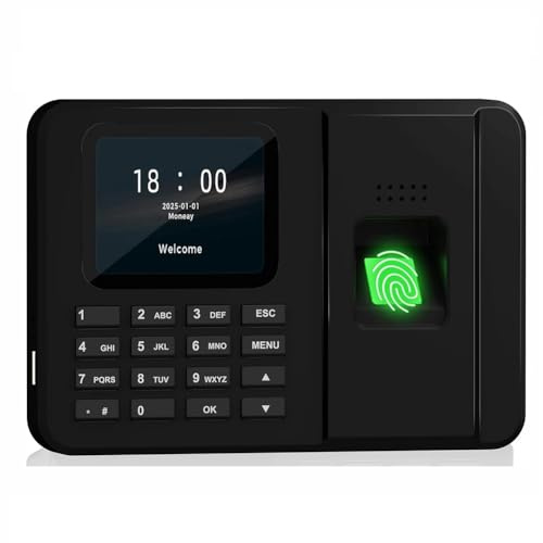 NONDK Fingerabdruck-Zeiterfassungssystem mit Biometrischer Zeiterfassung, Mitarbeitertastatur, Elektrischer Zeiterfassungsapparat für Unternehmen, EU-Stecker