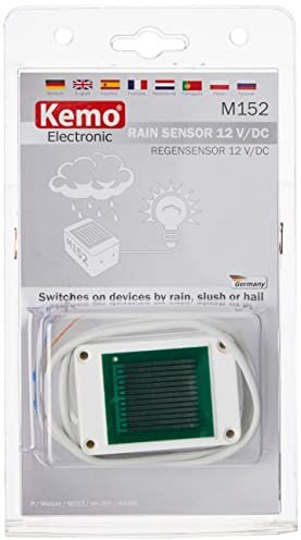 Kemo M152 Regensensor 12 V/DC Relais-Aktivierung bei Berührung mit Wasser. Mit LED-Anzeige. Für Dachfenster, Sonnenmarkisen, Regenmelder. Wasserdicht vergossene Elektronik