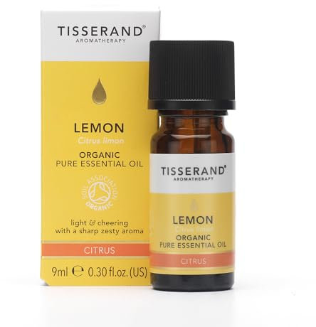 Tisserand Aromatherapy ,Lemon - Organic Essential Oil ,Massage Oil, Aromatherapy Oil , Skin Oil, Oil For Diffuser ,100% Natural Pure Essential Oils ,9ml