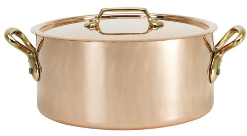 De Buyer - 6447.16 - Cocotte ronde avec couvercle en cuivre-inox avec montures bronze - Diamètre 16