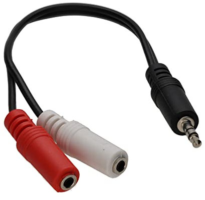 3,5 mm Stéréo Jack Fiche vers Double 3,5 mm Mono Femelles l'audio câble 15 cm