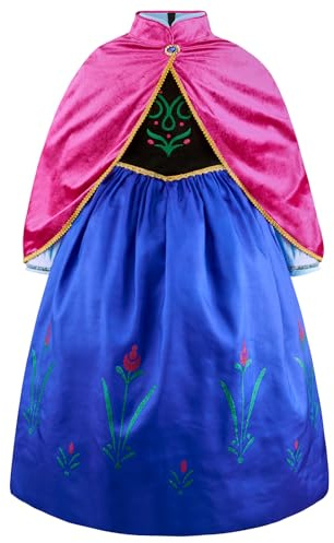 ELSA & ANNA Prinzessin Kleid Mädchen – Eiskönigin – Prinzessinnenkostüm – Mädchen Kleid für Partys, Geburtstage, Fasching, Karneval und Halloween – Prinzessin Kostüm Mädchen – 4-5 Jahre (UK-SEP308)