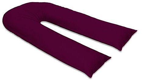 sleepdove 9Ft Large U Pillow Body/Bolster Support Maternity Pregnancy Support Pillow with Free Removable Cotton Blend Breathable Zip Cover - Made in UK (Plum)