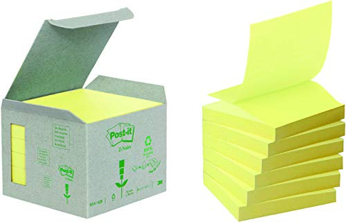 Post-it® Haftnotiz Z-Notes RC, 76 x 76 mm, gelb, 100 Blatt (6 Blocks), Sie erhalten 1 Packung á 6 Blöcke