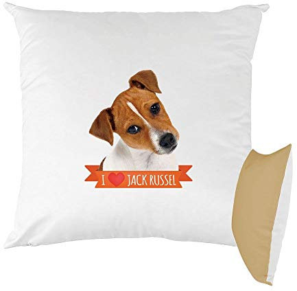 Mygoodprice Kissen, Bedruckt, 40 x 40 cm, Motiv Jack Russel Mokka