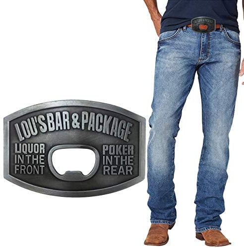 XGALA Cool Silver Big Open Beer Bottle Opener Belt Buckle for Men Western Cowboy SilverGray, Large