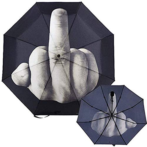 TIHOOD Lustiger Faltbarer Mittelfinger-Regenschirm, kreatives Geschenk für Männer/Frauen
