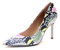 Sam Edelman Hazel Pumps mit Schlangenmuster, Stiletto-Spitze, Leder, Lila / Gelb, Größe 40, Flieder, 40 EU