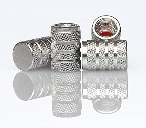 4er-Set Alu Ventilkappen für Auto Motorad Fahrrad Roller und Anhänger Radventilkappen Reifenventilkappen Ventildeckel Autoventilkappen car Valve caps(Silber)