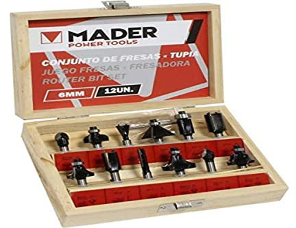 Mader Power Tools 63441 Juego Fresas para Fresadora, 6mm, 12 Unidades