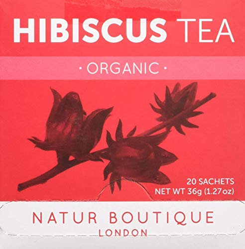Natur Boutique Organic Hibiscus Tea Sachets, 1 Pack of 20 Sachets, 30 g