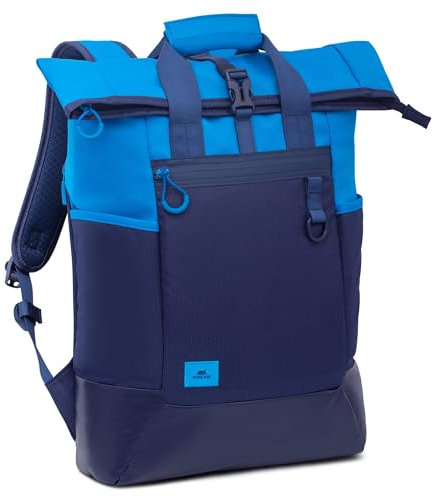 Rivacase Ultraleichter Rucksack Laptop bis 15.6 Zoll - Tagesrucksack wasserabweisend, Schulrucksack und Schultasche, Sportrucksack für Reisen und Arbeit (Blau)